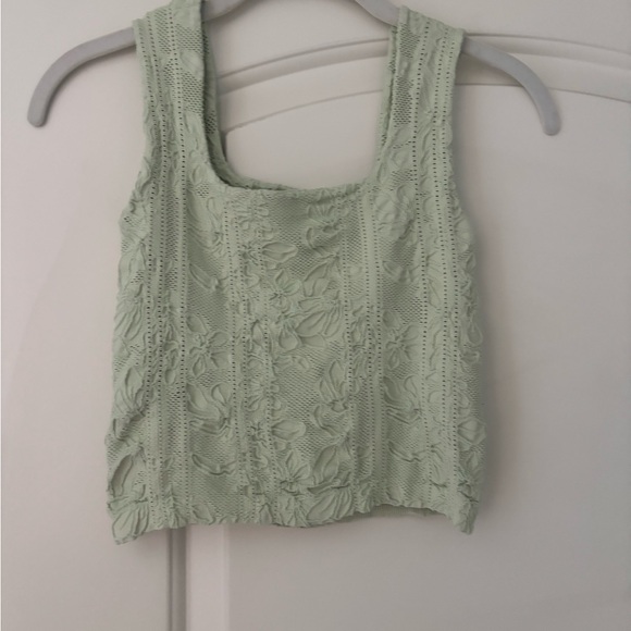 Nikibiki Light Green Floral Lace Tank Top - Picture 1 of 5